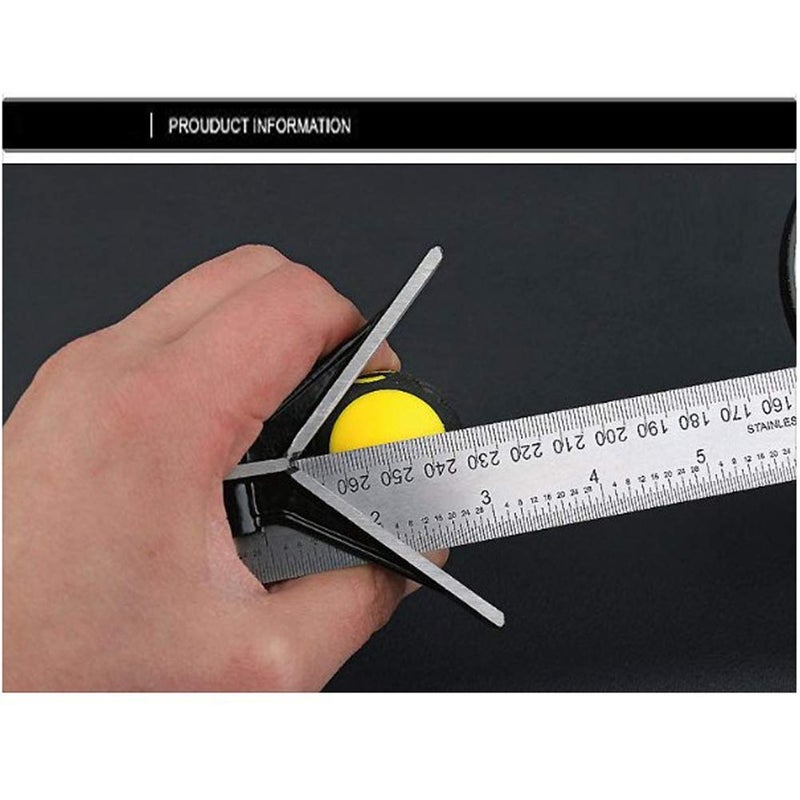 Lurui Stainless steel t square ruler Adjustable sliding combination Square Square Ruler & Protractor Level Measure Measuring Set 4-Piece 12" 4R Combination Square - Image 4